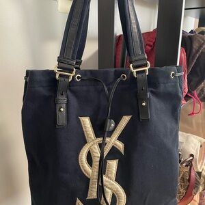 Yves Saint Laurent Black Canvas Tote Bag